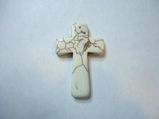 (image for) Cross pendant stone bead - Off white (one bead) #cp-small